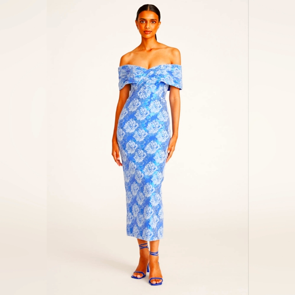 Theia Stretch Jacquard Fitted Cocktail Dress Women's